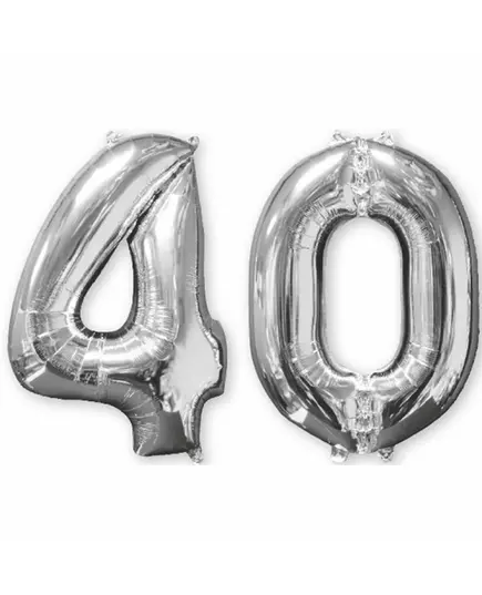 Set med 2 silverfärgade sifferballonger 40 66 cm