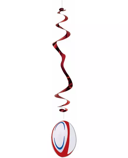 Set med 6 hängdekorationer i flamsäkert papper, rugbyboll 80 cm