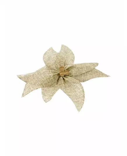 Poinsettiarosett i tyg med träpärla 15 cm