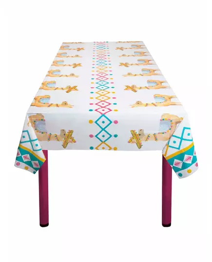 Vit plastduk med lama 130 x 180 cm