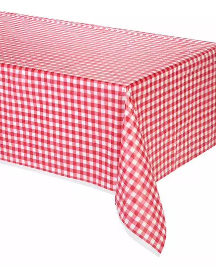 Röd vichyplastduk 137 x 274 cm