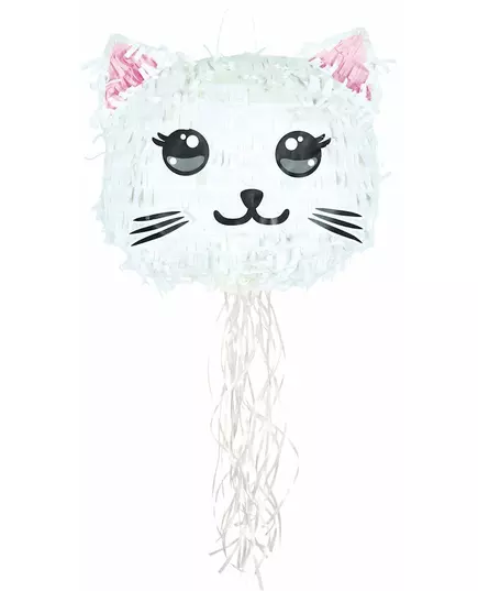 Vit kawaiikatt-pinata 38 cm