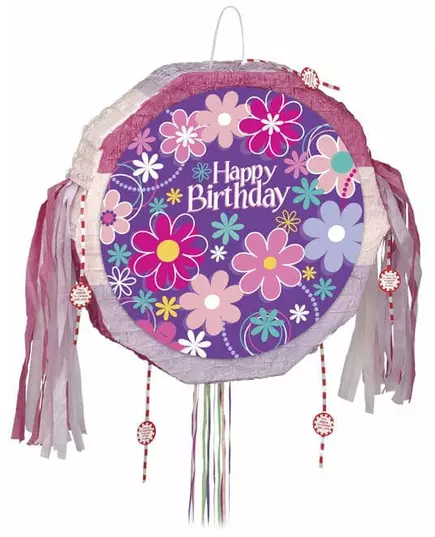 Piñata Happy Birthday blommor 45 cm
