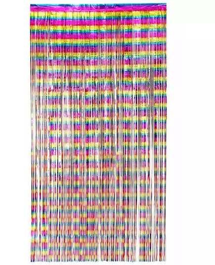 Regnbågsfärgad glittergardin 200 x 100 cm