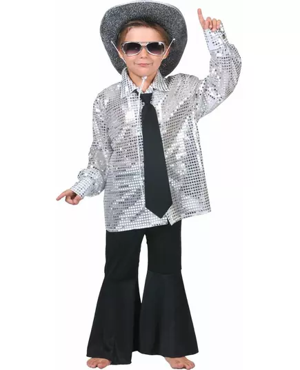 Silverfärgad discotröja pojke, Storlek: 10-12 år (140 cm)