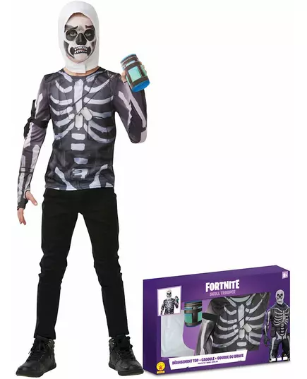 Klassiskt Skull Trooper Fortnite™-set tonåring, Storlek: 9-10 år (134 till 140 cm)