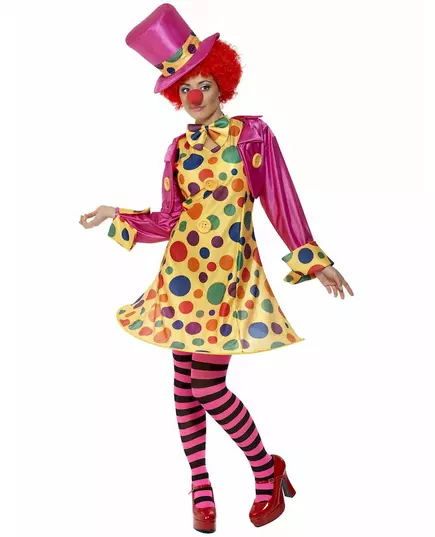 Komplett clownmaskeraddräkt dam, Storlek: Medium