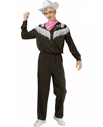 Komplett svartvit cowboymaskeraddräkt för herr, Storlek: Large