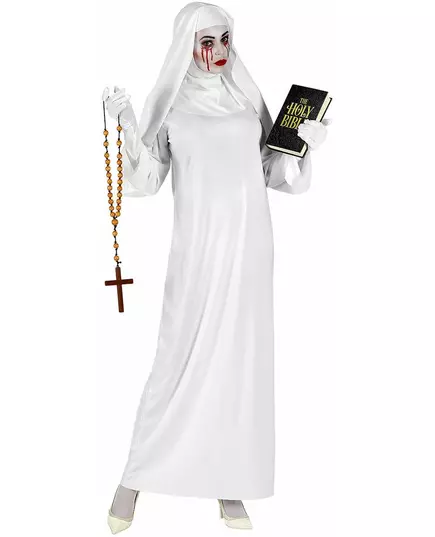 Vit nunnespökmaskeraddräkt plus size dam, Storlek: XX-Large