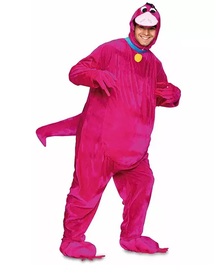 Snäll dinosauriemaskeraddräkt rosa vuxen