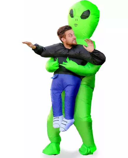 Uppblåsbar maskeraddräkt buren av en alien vuxen