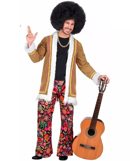 Hippiemaskeraddräkt Woodstock herr, Storlek: Small