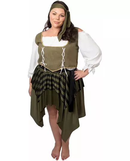 Grön piratmaskeraddräkt stor storlek dam