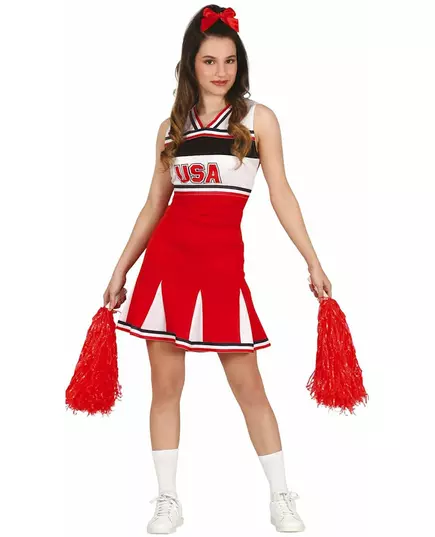 Röd cheerleader-maskeraddräkt tonåring
