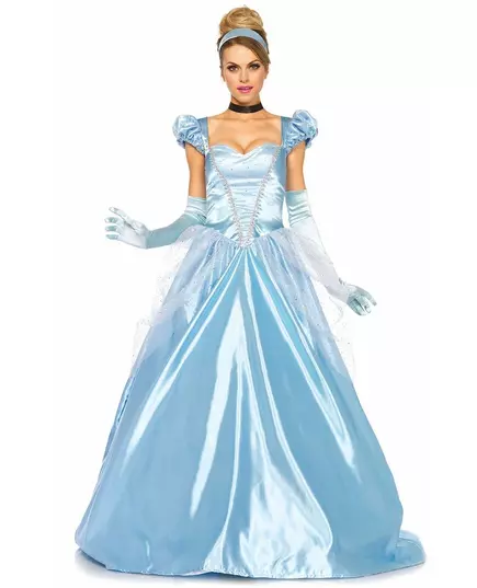 Prinsessmaskeraddräkt, blå satinklänning dam, Storlek: Small (36-38)