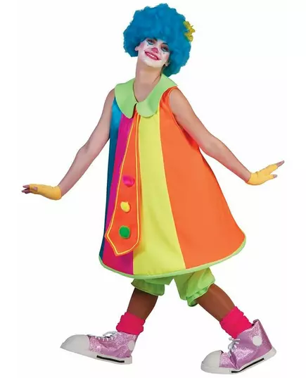 Neonfärgad clownklänning, maskeraddräkt för dam