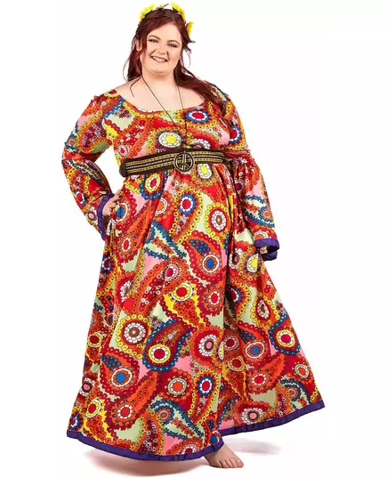 Hippieklänning maskeraddräkt dam plus size, Storlek: XX-Large