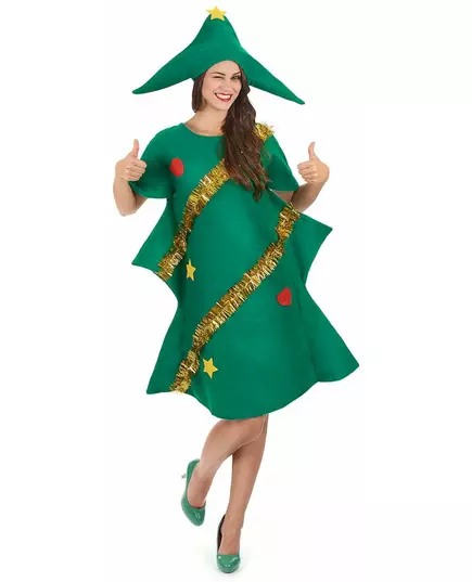 Humoristisk dekorerad julgransmaskeraddräkt dam jul