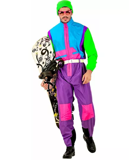 Fluorescerande snowboardmaskeraddräkt stora storlekar vuxen, Storlek: XX-Large