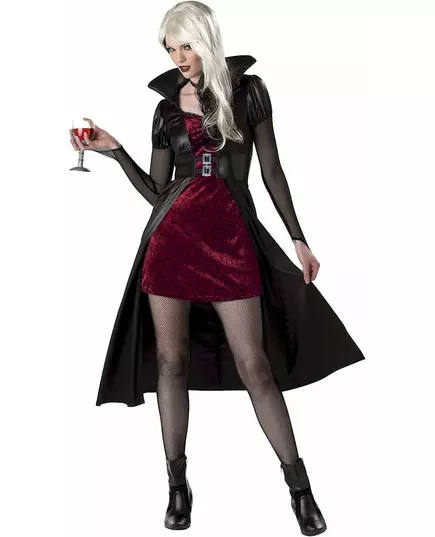 Röd vampyrmaskeraddräkt dam Halloween, Storlek: Small (38/40)
