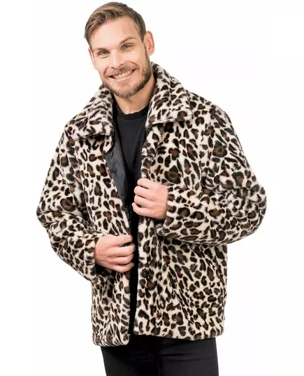 Leopardmönstrad fuskpälsrock för vuxen, Storlek: Large
