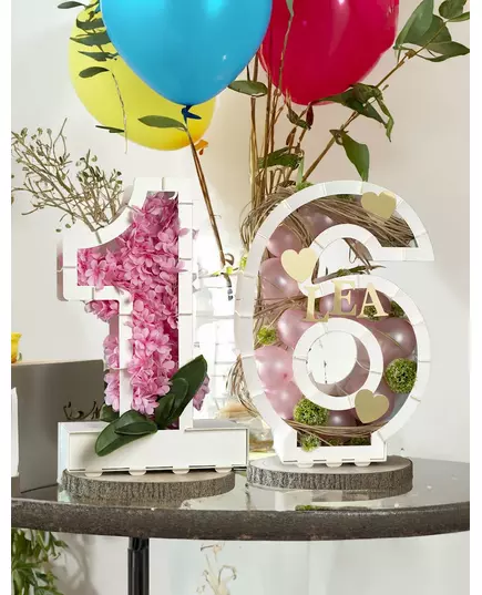 Vit sifferställning för ballonger 64 cm, Storlek: 1