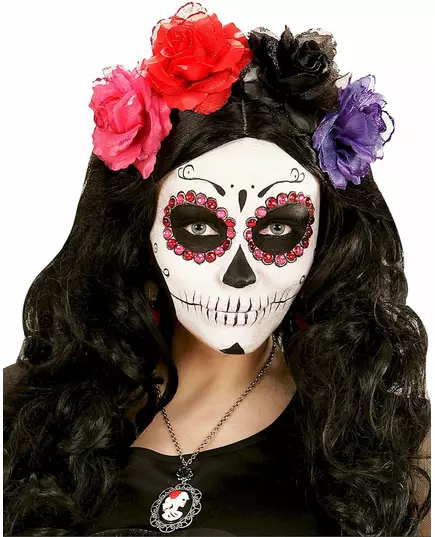40 rosa och röda strass vuxen Dia de los muertos