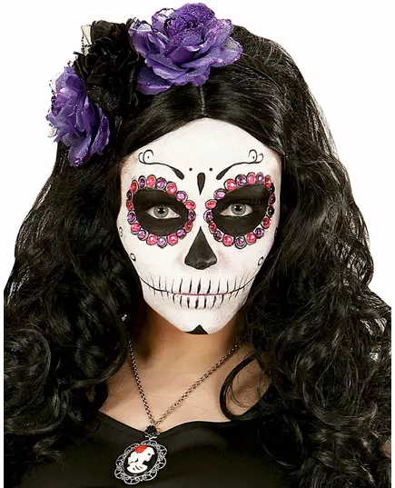 40 lila och rosa strass vuxen Dia de los muertos