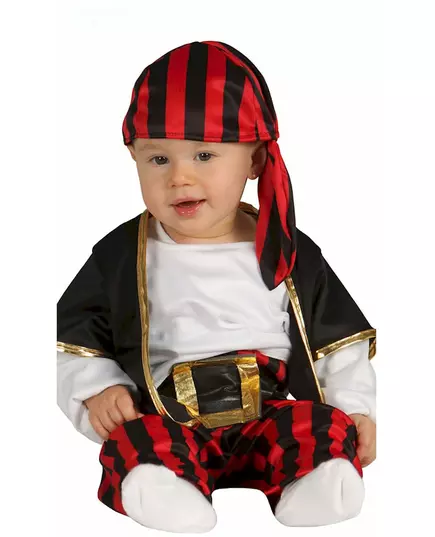 Svart och röd piratkapten-maskeraddräkt baby
