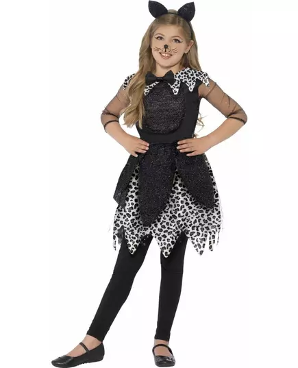 Fläckig kattmaskeraddräkt flicka, Storlek: 4-6 år (115/128 cm)