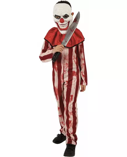 Röd- och vitrandig clownmaskeraddräkt tonåring