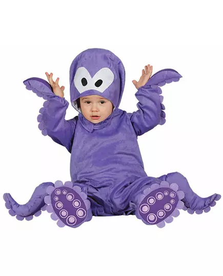 Lila bläckfiskmaskeraddräkt med huva för baby