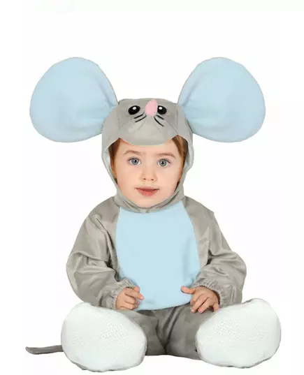 Grå musmaskeraddräkt med huva baby