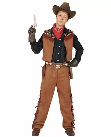 Maskeraddräktsset cowboy från vilda västern pojke, Storlek: 8-10 år (140 cm)