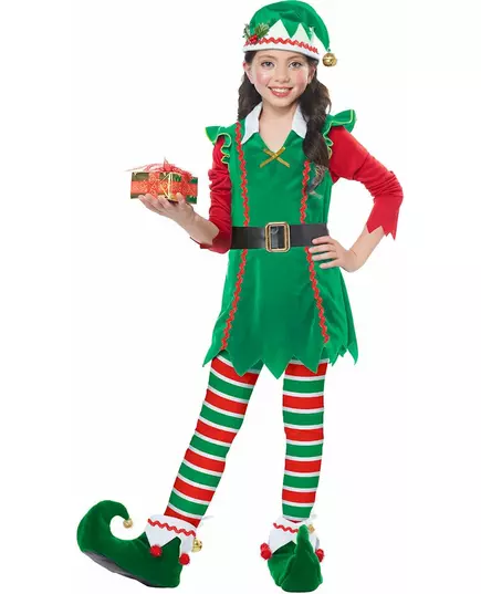 Lyxig maskeraddräkt julälva flicka, Storlek: 10-12 år (148 cm)