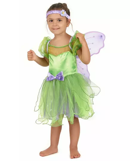 Grön älvmaskeraddräkt med paljetter flicka, Storlek: 3-4 år (S)