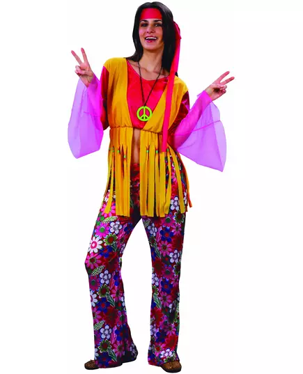 Hippie-maskeraddräkt för dam, Storlek: Small