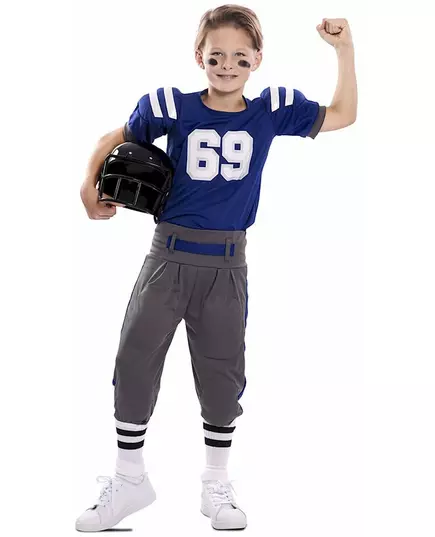 Blå maskeraddräkt amerikansk fotbollsspelare barn, Storlek: 5-6 år (105-121 cm)