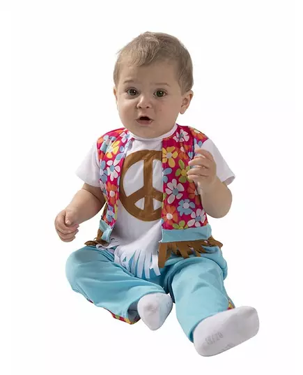 Liten hippie-maskeraddräkt för baby, Storlek: 6-12 månader (67-69 cm)