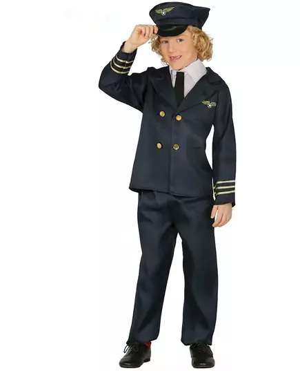 Maskeraddräkt flygplanspilot pojke, Storlek: 5-6 år (110-115 cm)