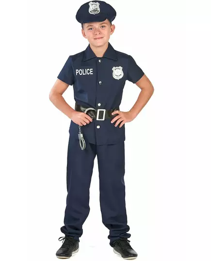 Polismaskeraddräkt med korta ärmar barn, Storlek: 10-12 år (130-140 cm)