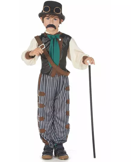Steampunk-dandy maskeraddräkt barn, Storlek: 10-12 år (130-140 cm)