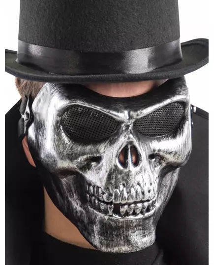 Halvmask skelett silverfärgad för vuxen
