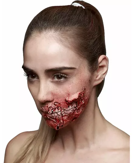 Konstgjord skada med synliga tänder vuxen Halloween
