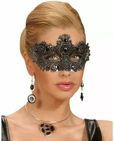 Antik guldfärgad vargmask med stenar vuxen
