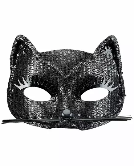 Svart kattmask med paljetter vuxen