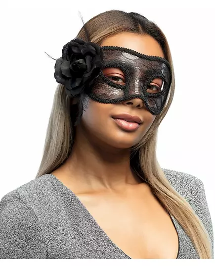 Svart spetsmask med ros dam