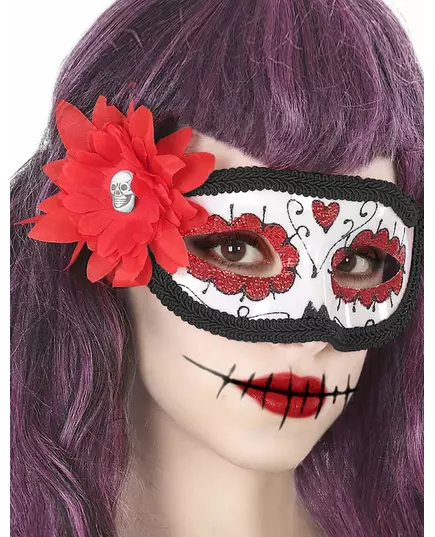 Röd blomsterloup dia de los muertos vuxen