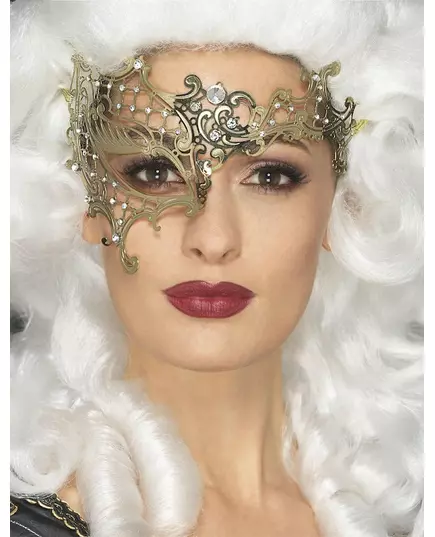 Sexig vargmask i metall guld dam