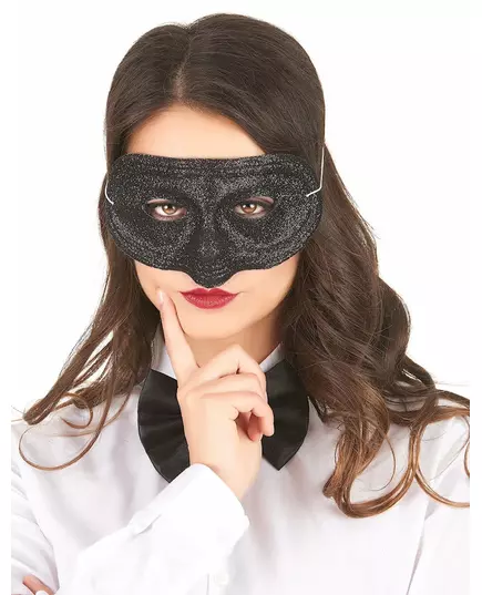 Svart glittrig plastmask vuxen